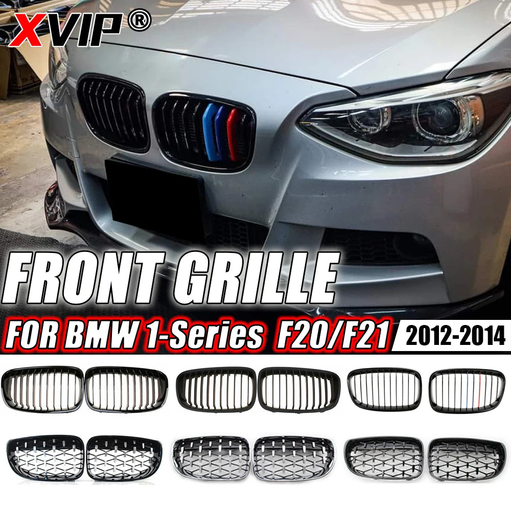XVIP Car Front Grille Grills Gloss Black for BMW 1 Series F20 m140i 118d F21 2012-2014 Front Diamonds Style Grille Accessories