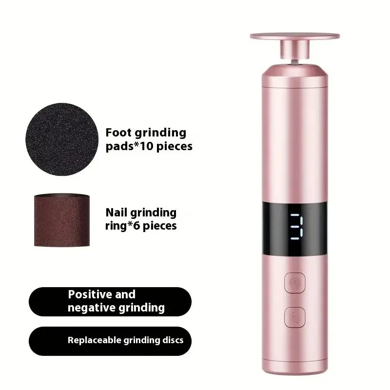 3-speed speed adjustment, LCD display screen, 16 interchangeable heads for home/foot and hand care, fast charging