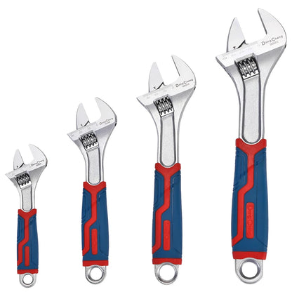 Professional Adjustable Wrench with Laser Scale - Forged Steel, Chrome Plated, Large Jaw & Soft-Grip Handle (6/8/10/12 Inch)