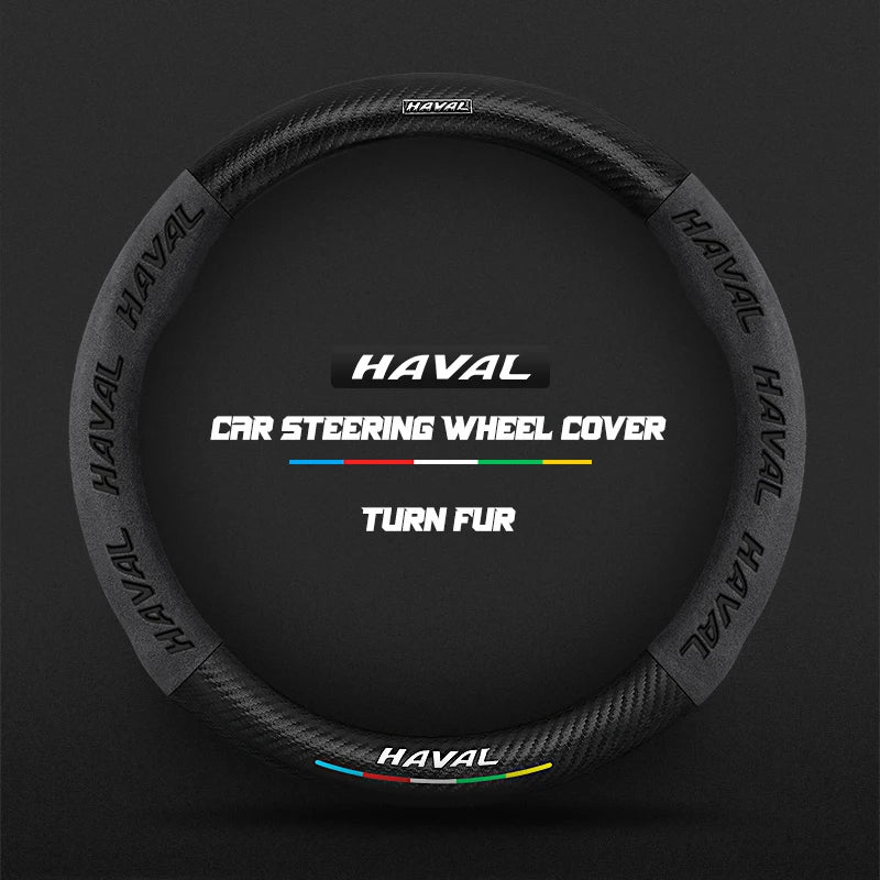 38cm Suede Leather Car Steering Wheel Cover for Haval H1 H2 H3 H4 H5 F7X H6 H7 H9 GMW M4 M6 F7 F50 C50 2011-2023 Jolion