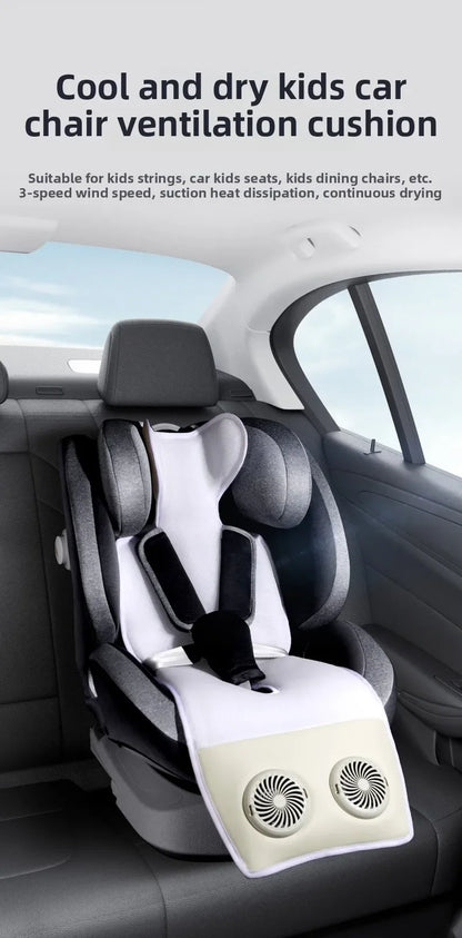 USB Charging Detachable Silent Fan Ventilation Cover Ice Silk Baby Stroller Cool Seat Cover Breathable Car Safety Seat Cover