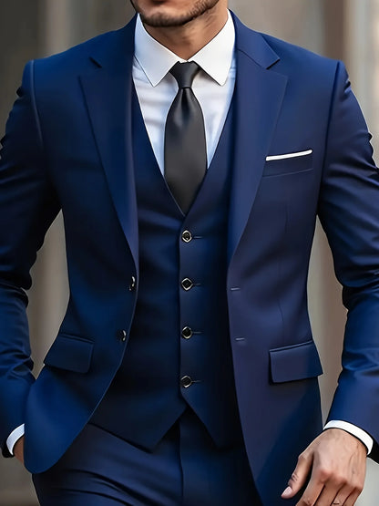Men's Navy Blue Slim Fit Blazer,Single-Breasted Business Suit Jacket,Formal Wedding & Office Wear (Blazer Only, No Vest)