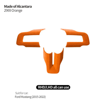 Made of Alcantara For Mustang Steering Wheel Panel Decorative Strips Trim Frame Sticker Car Premium Interior Tuning Accessories