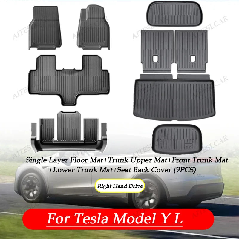 For Tesla New Model Y L Launch Premium / Performance 2026+ TPE Floor Mats Luggage Mat Wear-resistant Foot Pads ModelY Trunk Mats