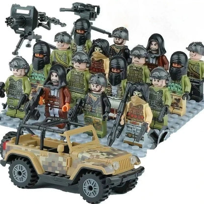 Building block riot police mini humanoid doll reloaded anti-virus ghost special police marine humanoid doll, cartoon toy gift
