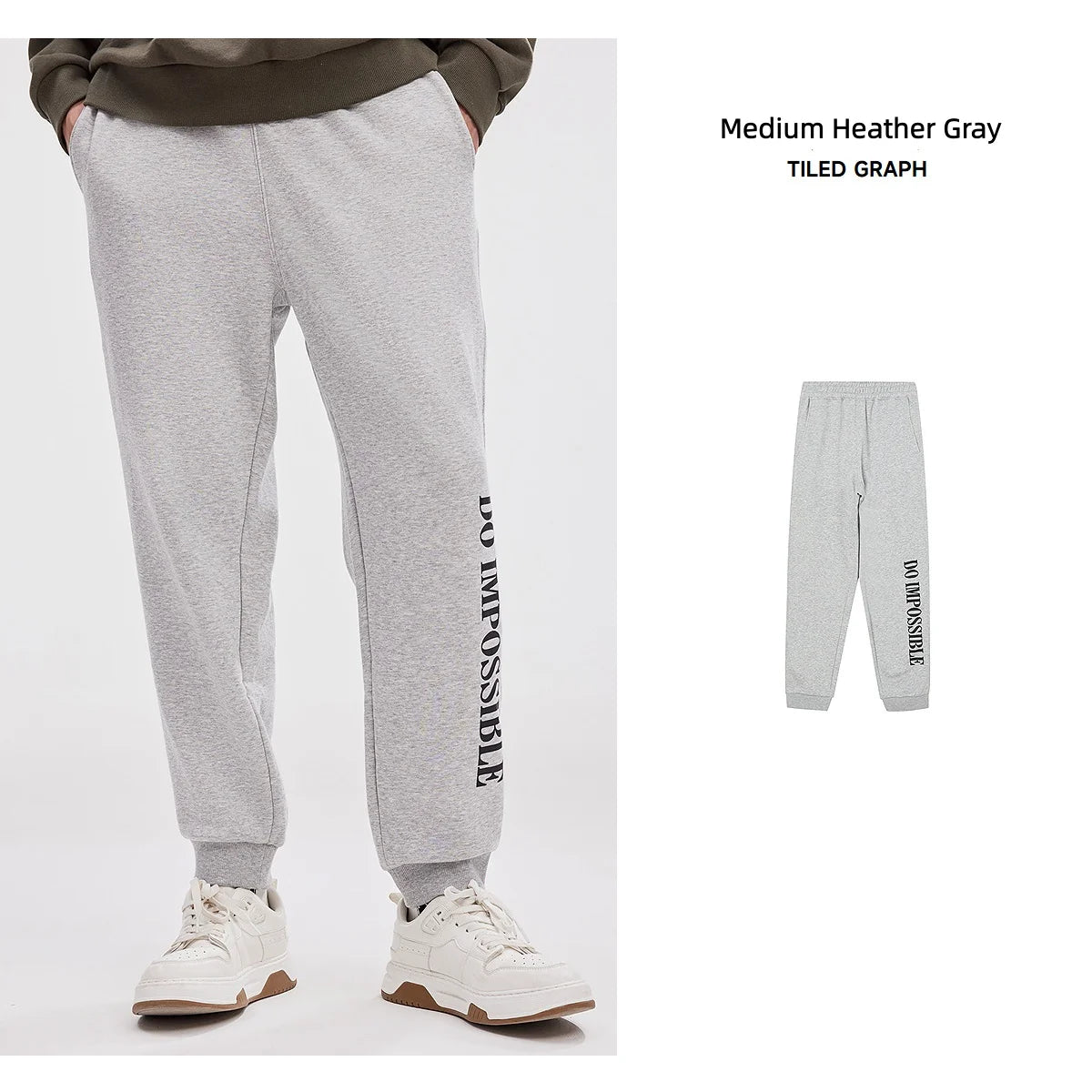 Metersbonwe Men's Fleece-Lined Tapered Pants with Side Print Autumn Winter Thermal Joggers Comfortable Cuffed Sport Sweatpants