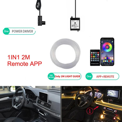 Neon LED Ambient Lighting Car 6in1 8m RGB LED Atmosphere Interior Strip Light Fiber Optic APP Control Auto LED Decorative Lamp
