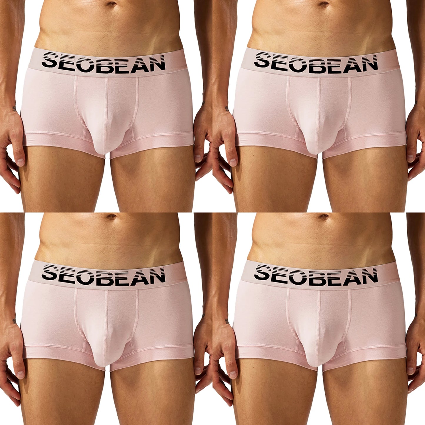4-Pack SEOBEAN  Men's Cotton Briefs Comfortable Sweat-Absorbent Boxer Shorts Male Underwear