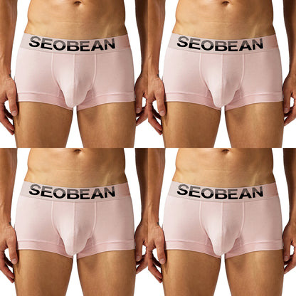 4-Pack SEOBEAN  Men's Cotton Briefs Comfortable Sweat-Absorbent Boxer Shorts Male Underwear