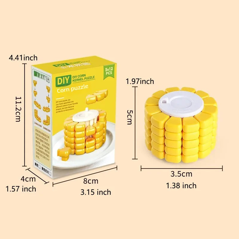 Hot Sale DIY Corn Cube Puzzle, Sensory Educational Fidget Stress Relief Toy, Brain Teaser Intelligence Game Toy for Kids Ages 3+