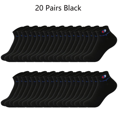 5/10/20 Pairs Men Ankle Socks Cotton Brand Classic Fashion Black White Socks Breathable Mesh Athletic Sports Socks for Summer