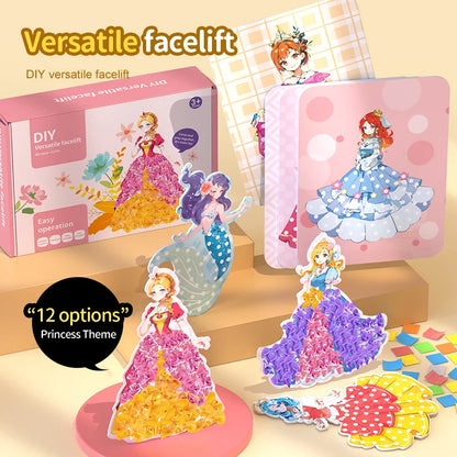 Poke Fun Dream Princess Girl Creative Handmade DIY Dressing Sticker Toy for Parent-Child Crafting