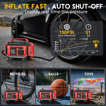 FOWAWU 8000A Jump Starter with Air Compressor, Car Battery Jumper Starter Power Bank