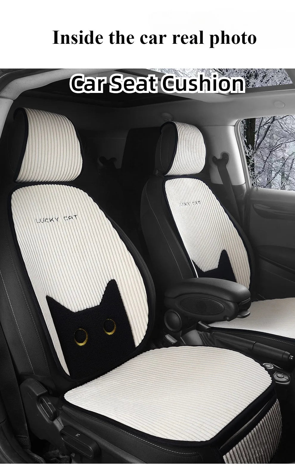 Lucky Kitten car seat covers, Corduroy Seat Cushion with Storage Bag Suitable for More Than 95% Car Models Trucks, Sedans SUVs