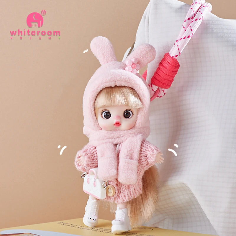 13cm Bjd Doll Trendy Collectible Toy Four Series Styles Changeable Outfit Phone Backpack Pendant Free Dopamine Color Lanyard Mul