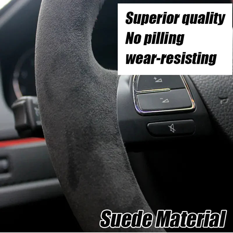 Black Suede Red Marker No-slip Soft Steering Wheel Cover for SEAT Leon IV Ateca Tarraco 2020-2022 Ibiza 6F Arona 2021-2022
