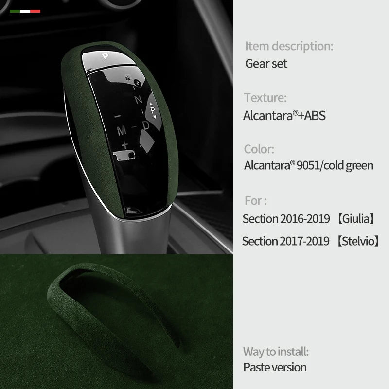 Car Center Console Gear Shift Head Knob Cover Trim Alcantara Suede F For Alfa Romeo Giulia Stelvio Refit Car Accessories