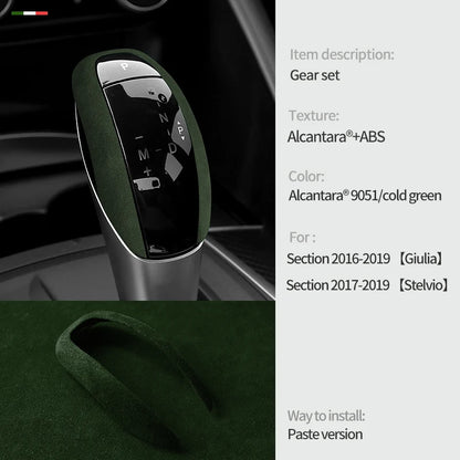 Car Center Console Gear Shift Head Knob Cover Trim Alcantara Suede F For Alfa Romeo Giulia Stelvio Refit Car Accessories