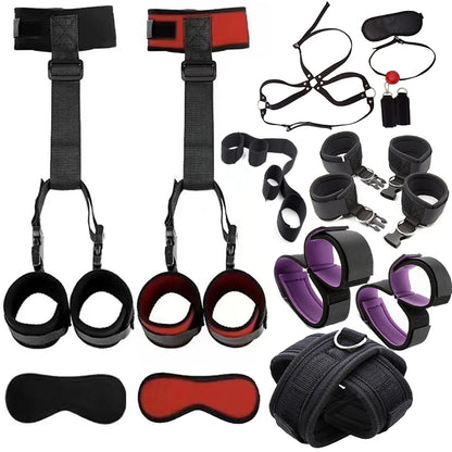 7 Piece Adult Bdsm Bed Erotic Products Women Couples Handcuffs Bandage Set SM Restraint Wrist And Ankle Cuff Sex Toys Sex Swing