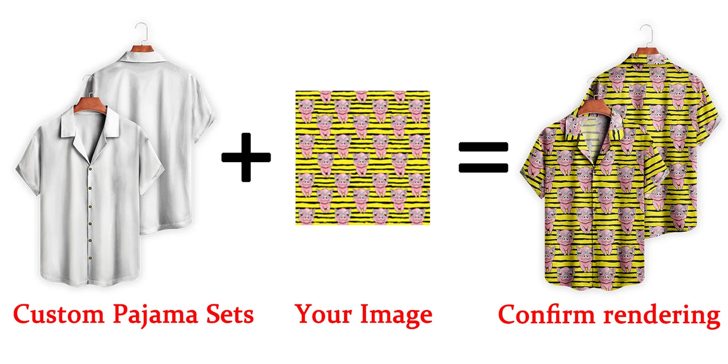 Custom Pattern/LOGO Hawaiian Men's Shirt Full Print Summer Short-sleeved Shirt Personalized Button Down Shirts Customized Gifts