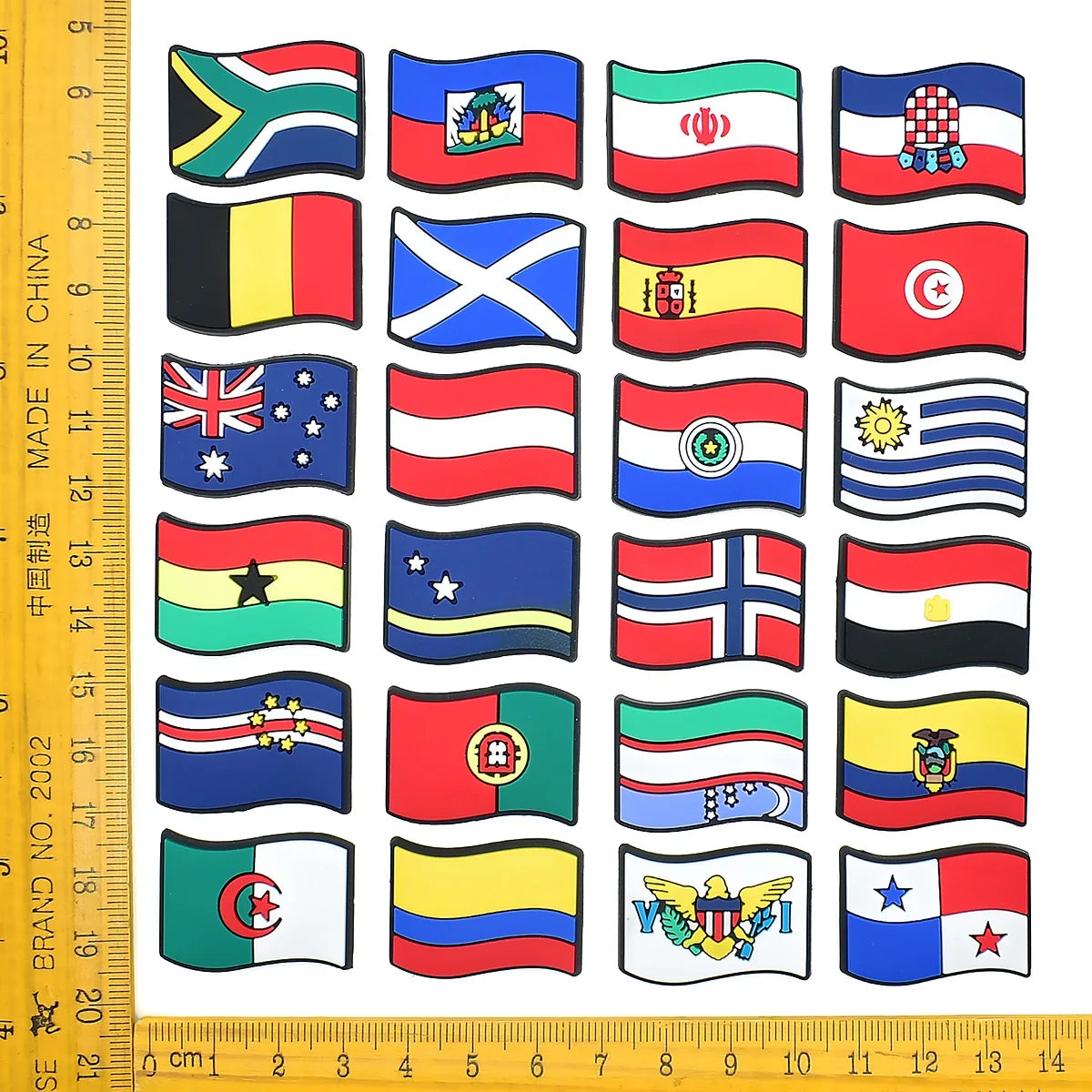 3-34Pcs National Flag Shoe Charms PVC Clog Pins Decorations for Wristbands Sandals DIY Accessories