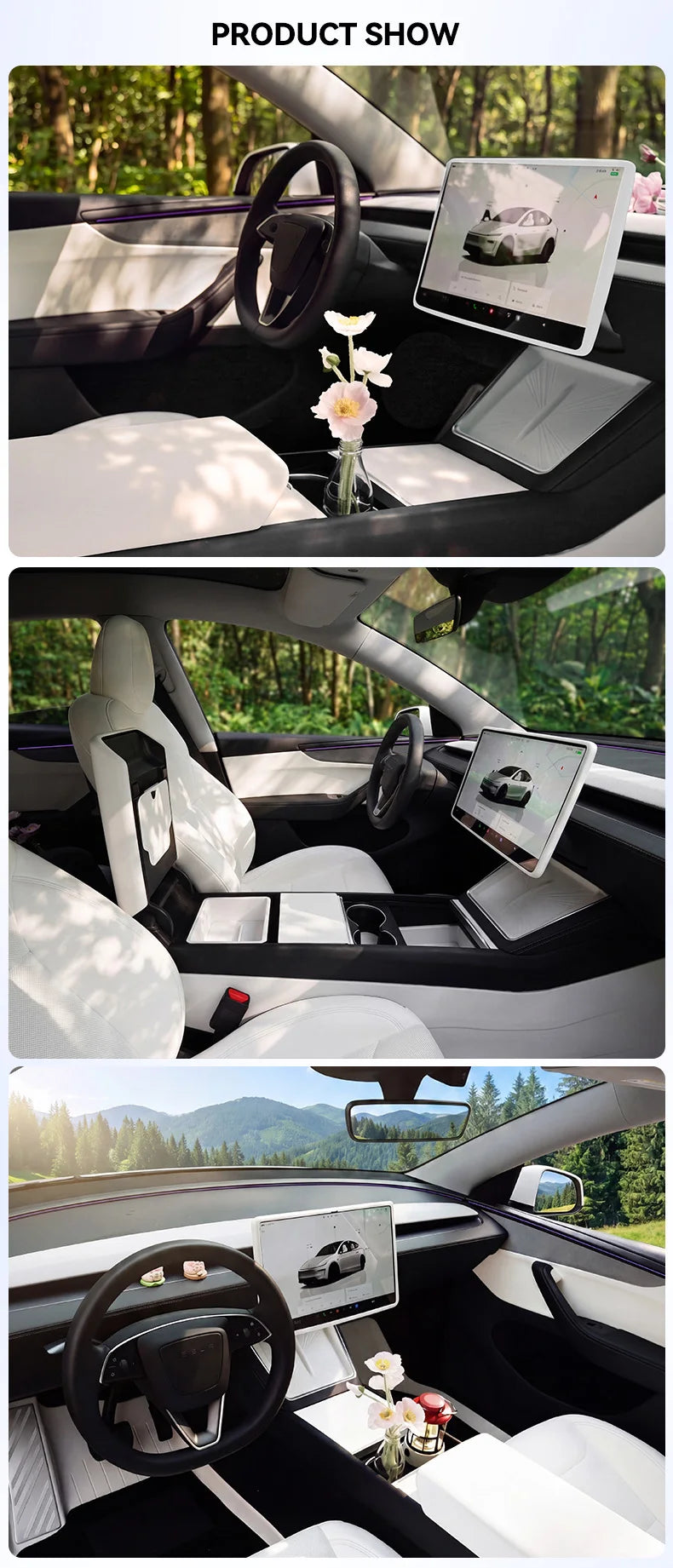 YZ For Tesla Model Y YL Juniper Model 3 Highland 2026 Console & Armrest Storage Box ABS Non-slip Mat Cup Holder Box Accessories
