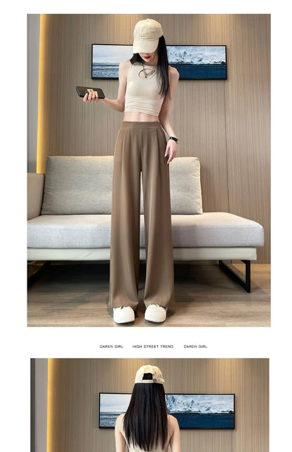 High Waist Wide Leg Pants Women's Loose Casual Straight Nine Points Super plus Size Slimming Trousers Korean Sle Spring Aut...