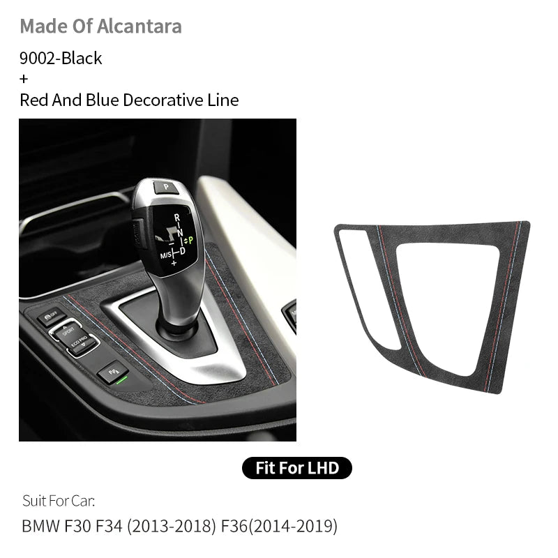 For BMW F30 F34 F36 Gear Shift Control Panel Trim Frame Decorative Sticker Made of Alcantara Car Interior Tuning Accessories