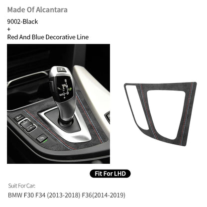 For BMW F30 F34 F36 Gear Shift Control Panel Trim Frame Decorative Sticker Made of Alcantara Car Interior Tuning Accessories