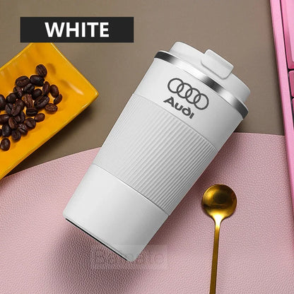 510ML Car Stainless Steel Coffee Mug with Lid Anti-Scald Drinks Cup For Audi A3 A4 B8 8P 8V B6 A5 A6 C7 Q5 B9 B7 C6 Q2 Q7 Q3 A7
