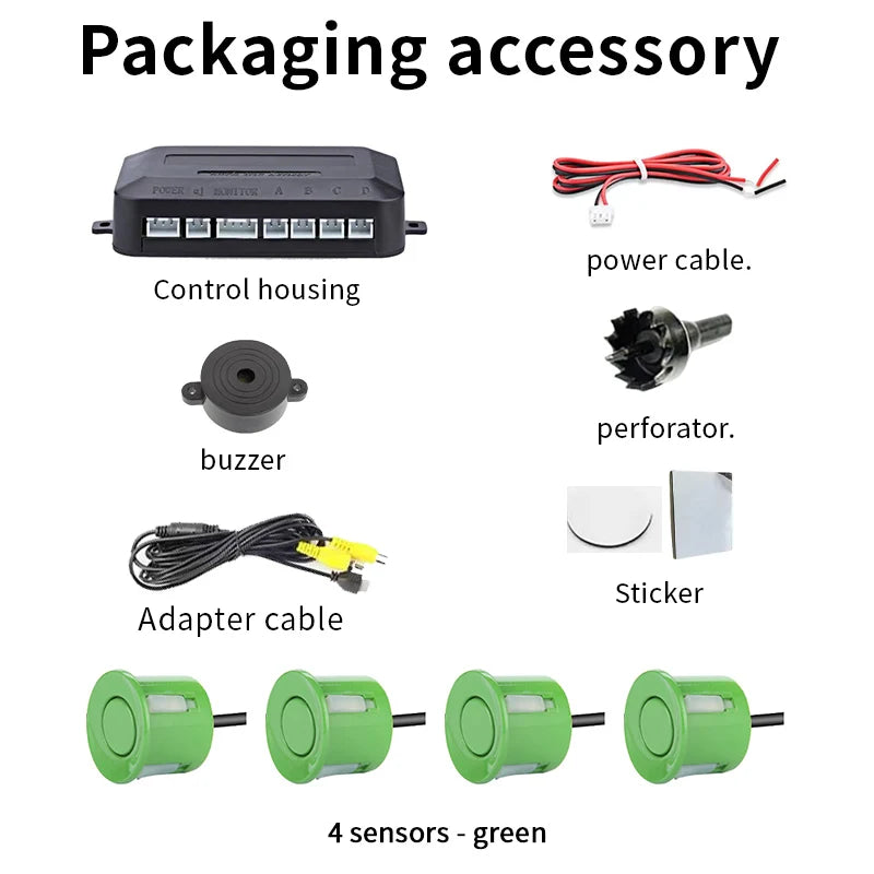 Rear View Parking Sensor System 4 Waterproof Sensors 22mm AHD/CVBS Compatible Display Car Safety Radar For Vehicle Truck Van RV