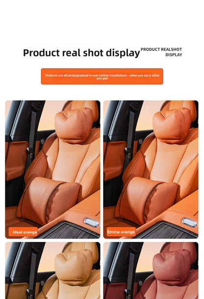 High Quality Universal Car Headrest Cushion Car Seat Neck Pillow High-grade Leather Breathable Lumbar Support Car Pillow