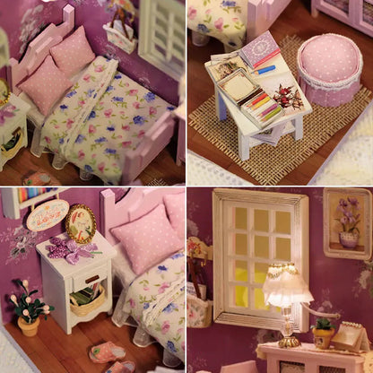 DIY Wooden Miniature Doll House Kit 3D Puzzle Assembly Building Kits With Furniture Decoration Dollhouse Toys For Birthday Gifts