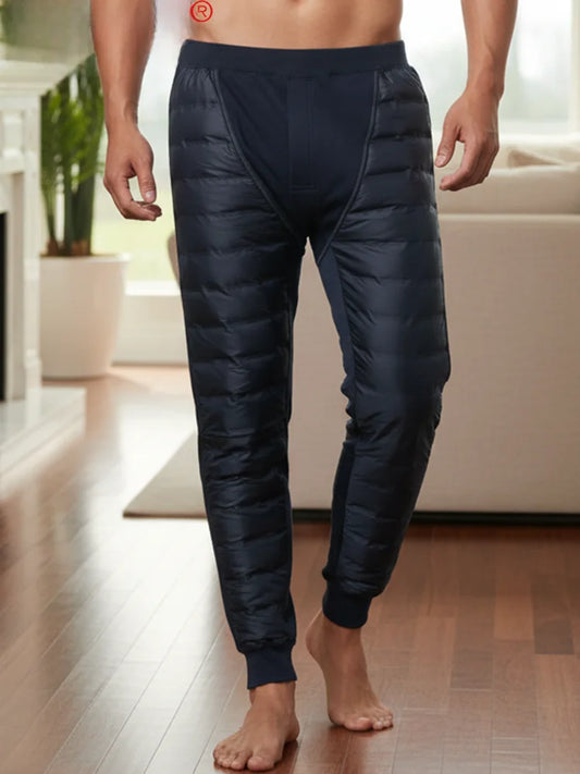 Hengyuanxiang Men's down Pants Thickened Duck down Slim Fit Inner Wear Warm Knee-Padded Long Pants Business Casual Style