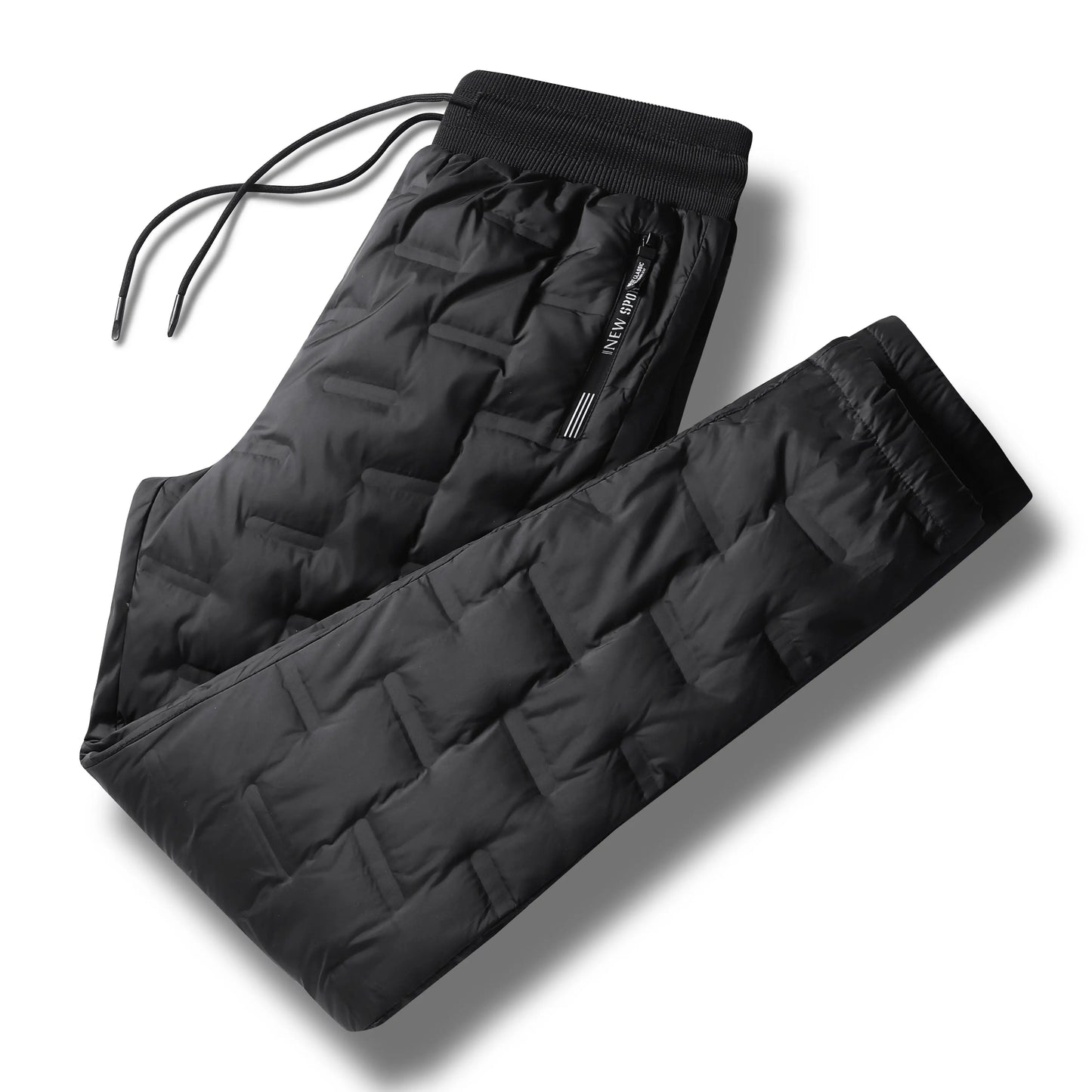 Winter New Fashionable Solid Color Waterproof Thickened Warm Down Pants for Men's Casual Loose Comfortable Sports Large Pants