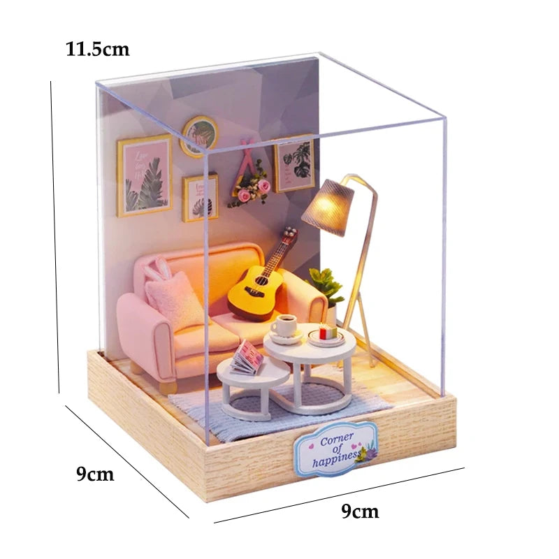 Japanese Izakaya Sushi Restaurant DIY Miniature Dollhouse Kit with LED Light 3D Wooden Puzzle Full Furniture Creative Gift