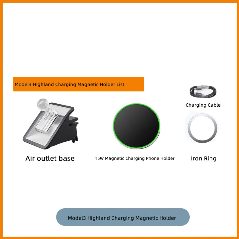 Car Phone Holder Mount for Tesla Model Y Junipe Model3 Highland Cold air low Temperature Charg Magnetic Car Phone Support Frame