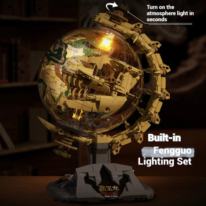 JAKI F5-I0003 Space Exploration Dinosaur Globe Building Blocks DIY Model Desktop Decor Adult Collectible Gift Birthday Holiday