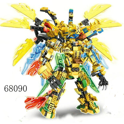 4 in 1 ninja dragon Mech Mini Model Action Figure Building Blocks Compatible Cartoon Anime Cities Kid Toys Gifts