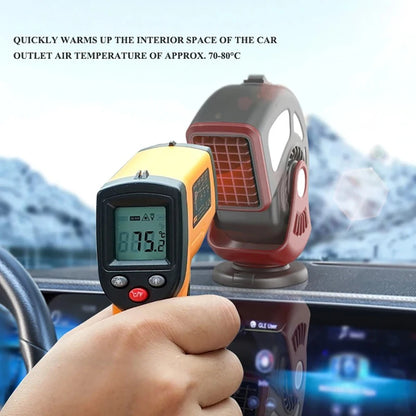 360°Rotate Protable Car Heater for Car Glasses Fogged Demister Defroster 12V 200W Dual Modes Winter Warmer Summer Cooling Fan
