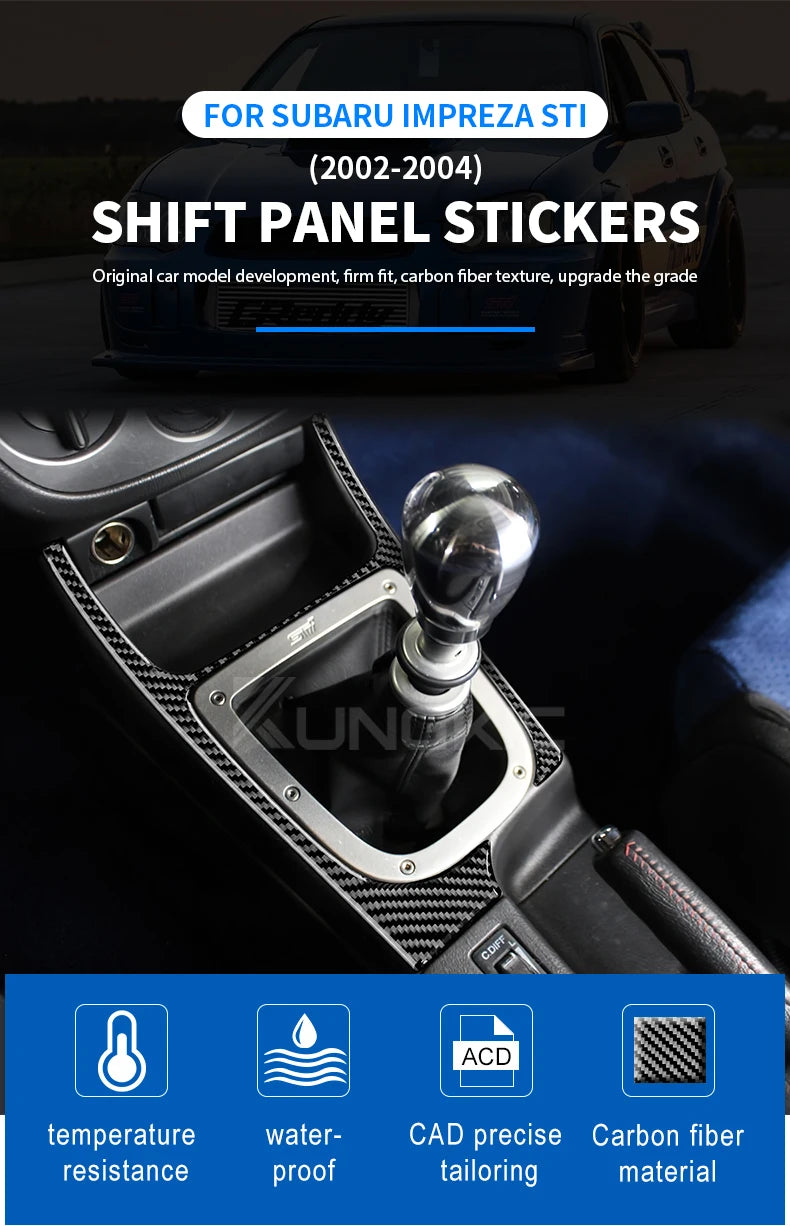For Subaru Impreza WRX STI 2002-2004 Manual Gear Shift Panel Cover Soft Carbon Fiber Sticker Car Interior Trim Accessories Kit