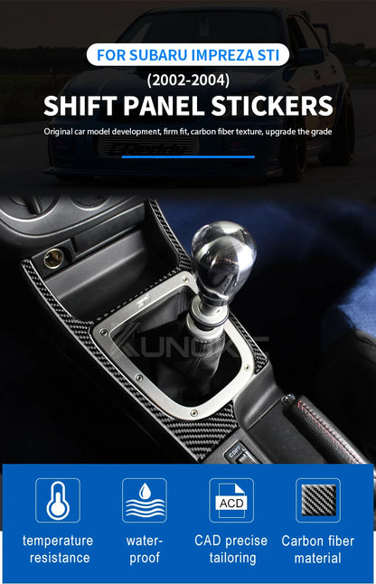 For Subaru Impreza WRX STI 2002-2004 Manual Gear Shift Panel Cover Soft Carbon Fiber Sticker Car Interior Trim Accessories Kit