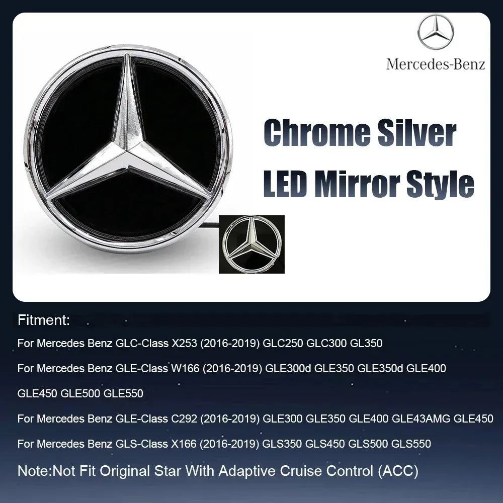 Front Grille LED Star Emblem Light Badge For Mercedes Benz GLC GLE GLS-Class 2016-2019