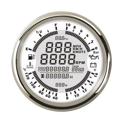 85mm 6 in 1 Car Marine Multi-function GPS Speedometer Tachometer Voltmeter 12V 24V Fuel Level Water Temp Oil Pressure 5Bar 10Bar