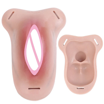 ANOSX Multi-functional Vagina Pad Silicone Chastity Cage Imitation Clitoral Pants Penis Sleeve With Urethra Hole Sex Toy For Men