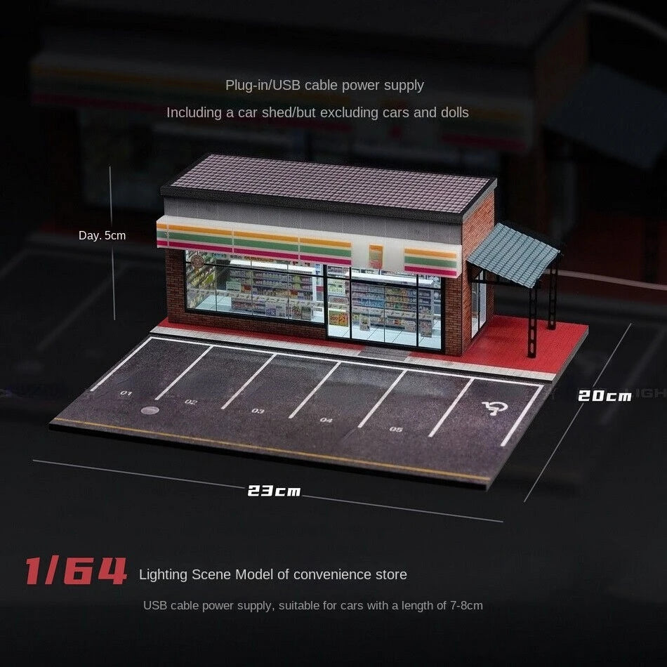 Diorama 1/64 Die-Cast Garage Model LED Lighting Street Parking Lot Scene Model Display City Factory Buildings Model Toy AU