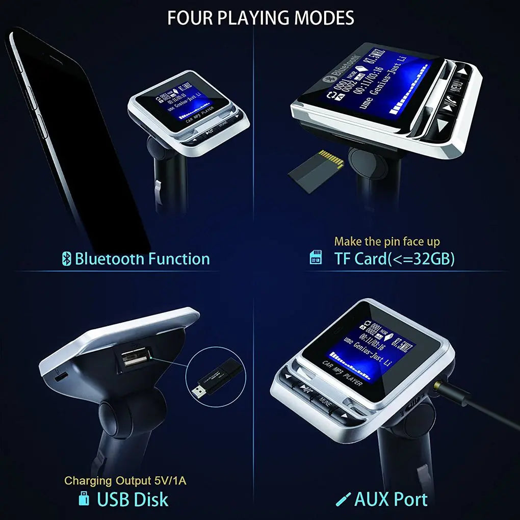 Wireless FM Transmitter Radio Adapter FM12B 1.44 Inch LCD Bluetooth Car MP3 Player Handsfree USB Car Charger Remote Control