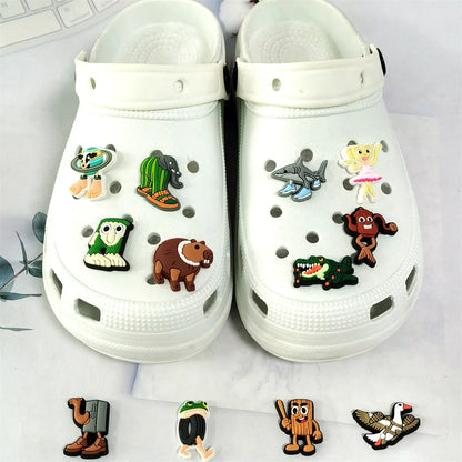 21-100pcs Italian Brainrot Funny Shoes Charms Bubble Slides Clog Sandals Shoe Accessories Decoration Buckle for Kids Party Gifts