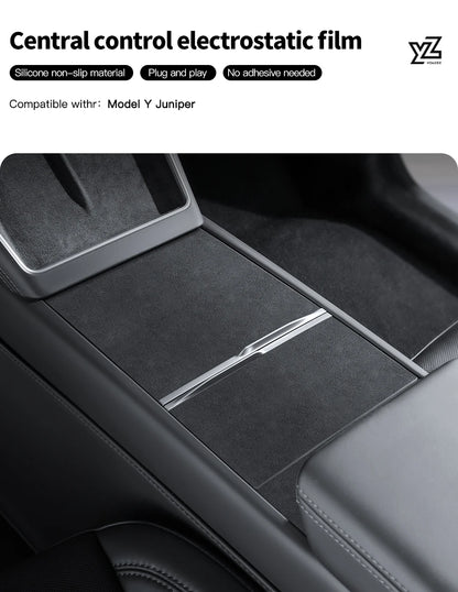 YZ Center Console Panel Sticker For Tesla Model 3/Y/YL Highland Juniper Electrostatic Adsorption Sticker Suede Film