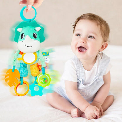 Baby Car Seat Toys Baby Hanging Toys Stroller Crib Gym or CarSeat with Teether Rattle & Tummy Time Mirror Sensory Toys Gifts